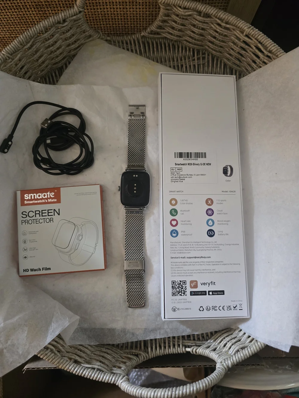 Smartwatch with Accessories, Original Box, 2 Chargers/Bands & Screen Protector